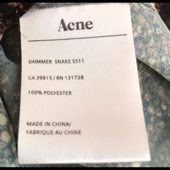 Acne Size 34 (US 2)-Shimmer Snake Chiffon Sleeveless Blouse Hi-Lo Hem - Picture 13 of 14